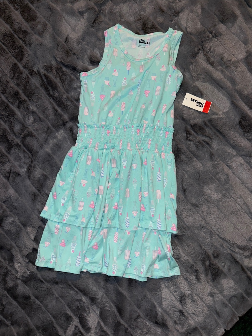 Epic Threads Girls' Mint Tiered Ice Cream Print Dress